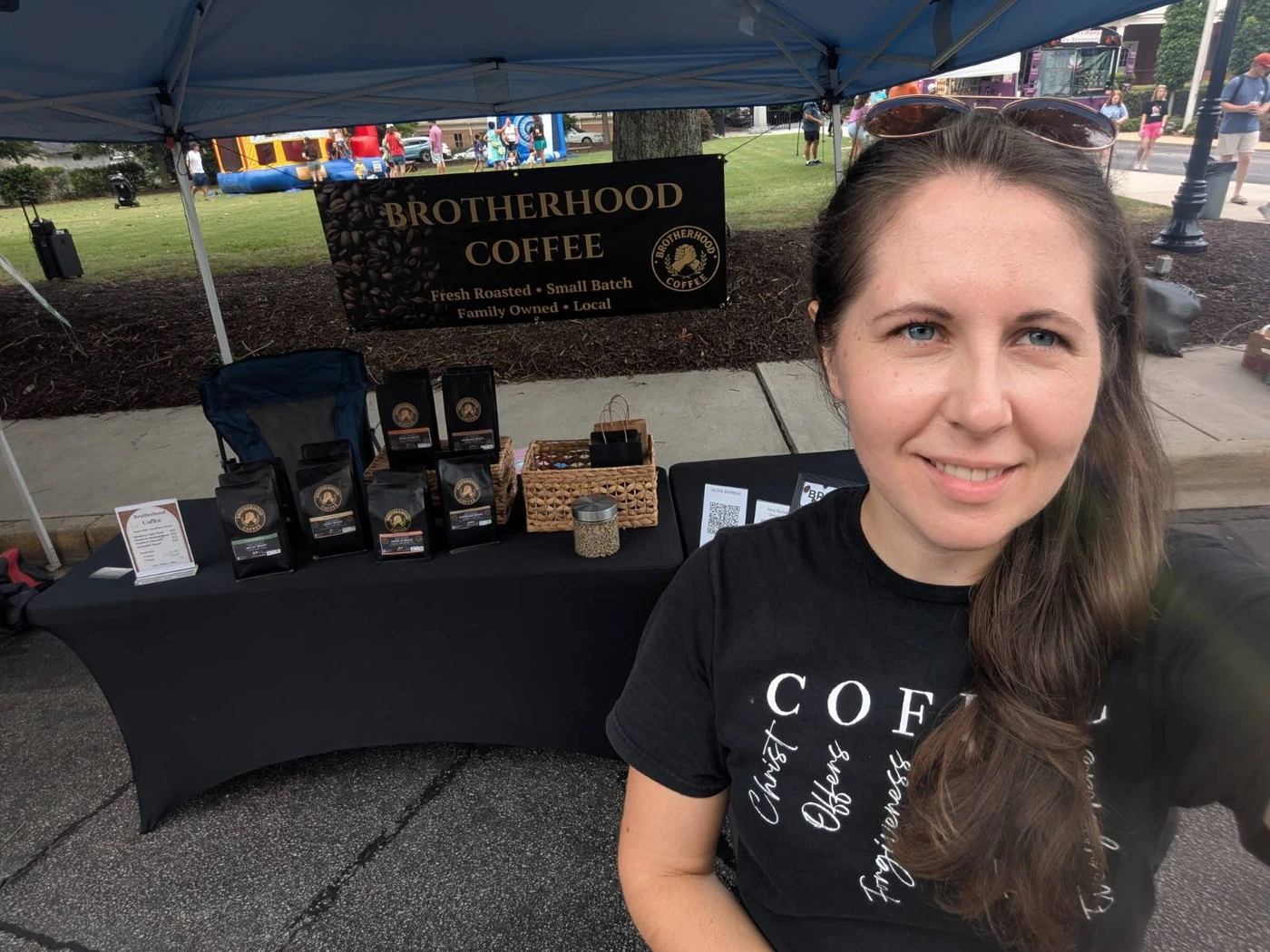 Brotherhood Coffee booth at a community market