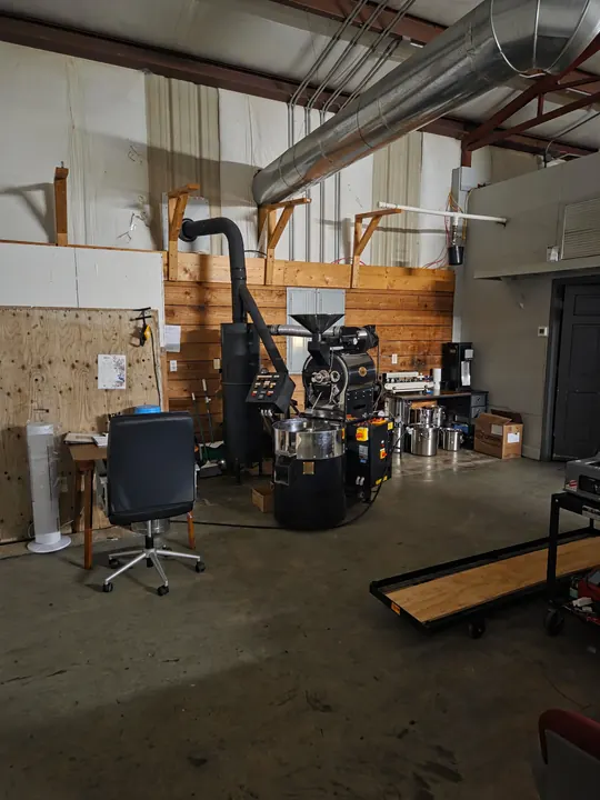 The Brotherhood Coffee roastery space with roasting equipment